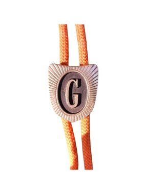 Western Bolo Tie With Orange Cord & Engraved "G" Silver-Tone Slide